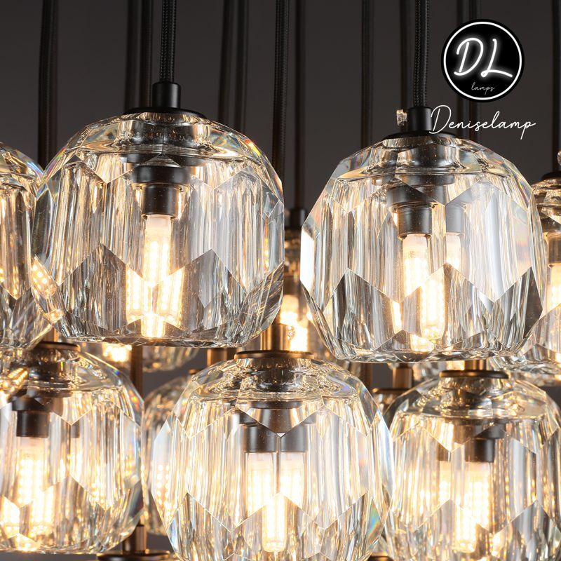 Damn- Modern Design Hexagonal Crystal Ball Cluster Chandelier  24"