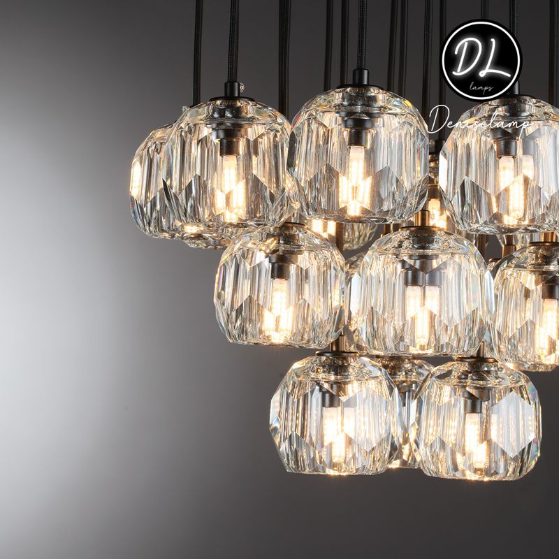 Damn- Modern Design Hexagonal Crystal Ball Cluster Chandelier  24"