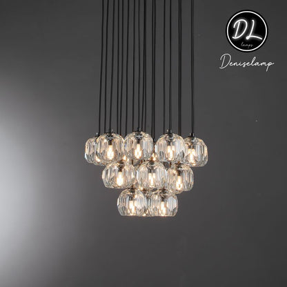 Damn- Modern Design Hexagonal Crystal Ball Cluster Chandelier 14"