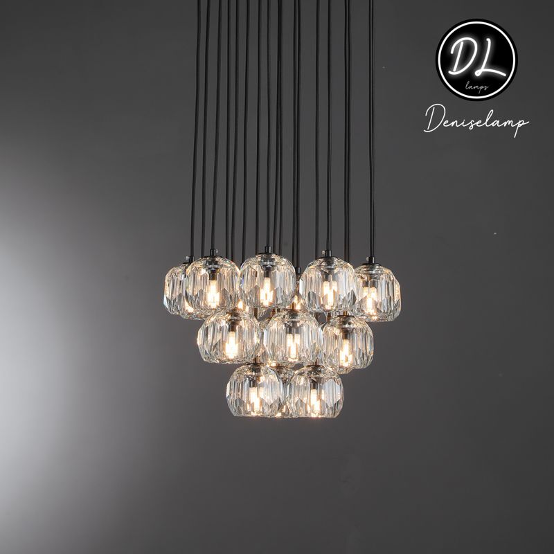 Damn- Modern Design Hexagonal Crystal Ball Cluster Chandelier 14"