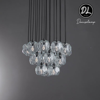 Damn- Modern Design Hexagonal Crystal Ball Cluster Chandelier 19"