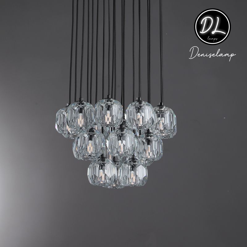 Damn- Modern Design Hexagonal Crystal Ball Cluster Chandelier 14" / 18" / 24"