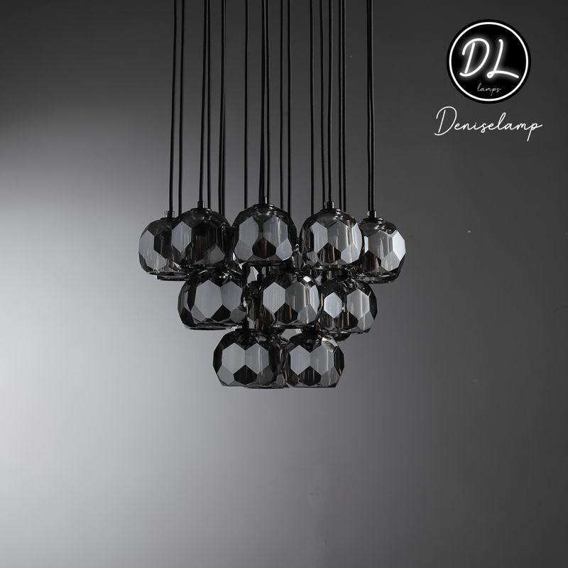 Damn- Modern Design Hexagonal Crystal Ball Cluster Chandelier 19"