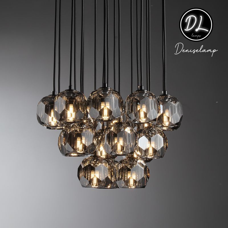 Damn- Modern Design Hexagonal Crystal Ball Cluster Chandelier 14" / 18" / 24"