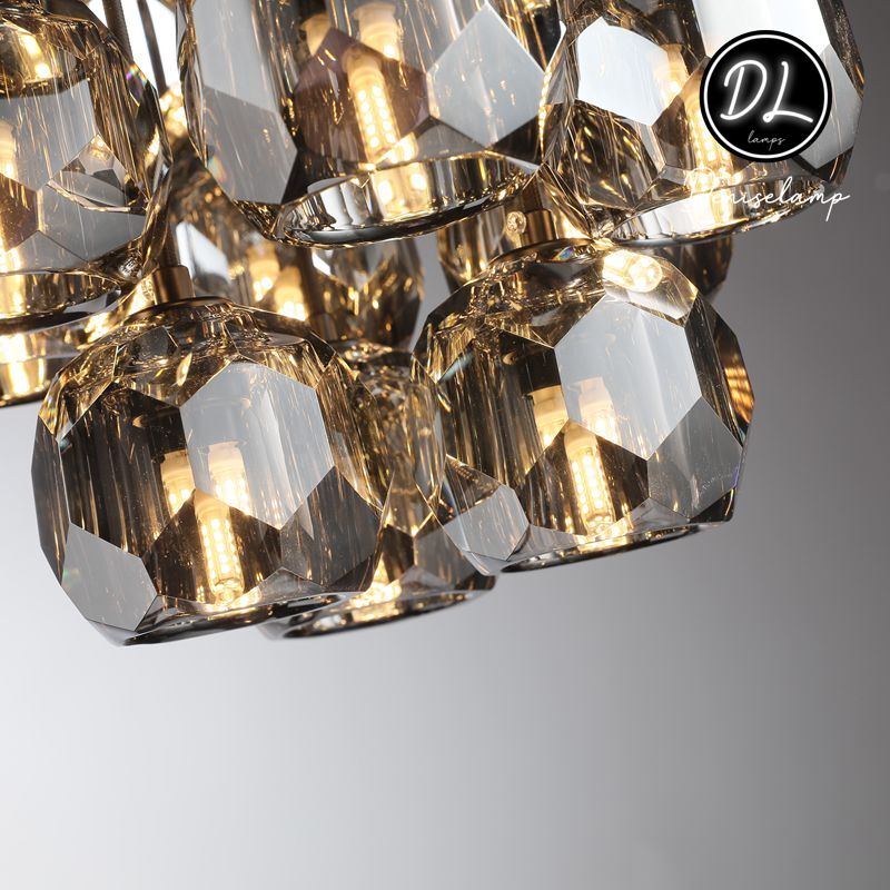 Damn- Modern Design Hexagonal Crystal Ball Cluster Chandelier 19"
