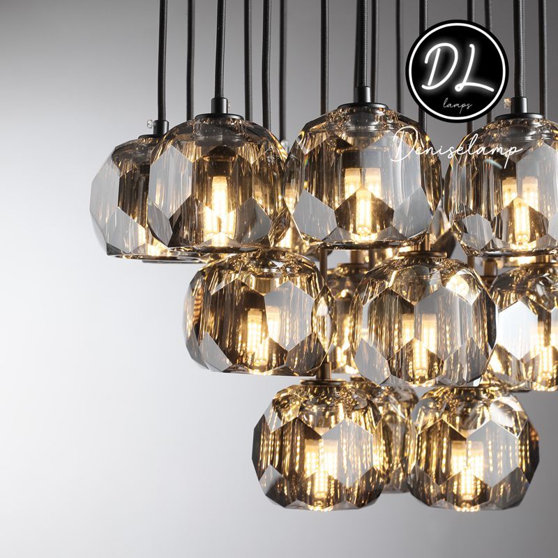 Damn- Modern Design Hexagonal Crystal Ball Cluster Chandelier 19"