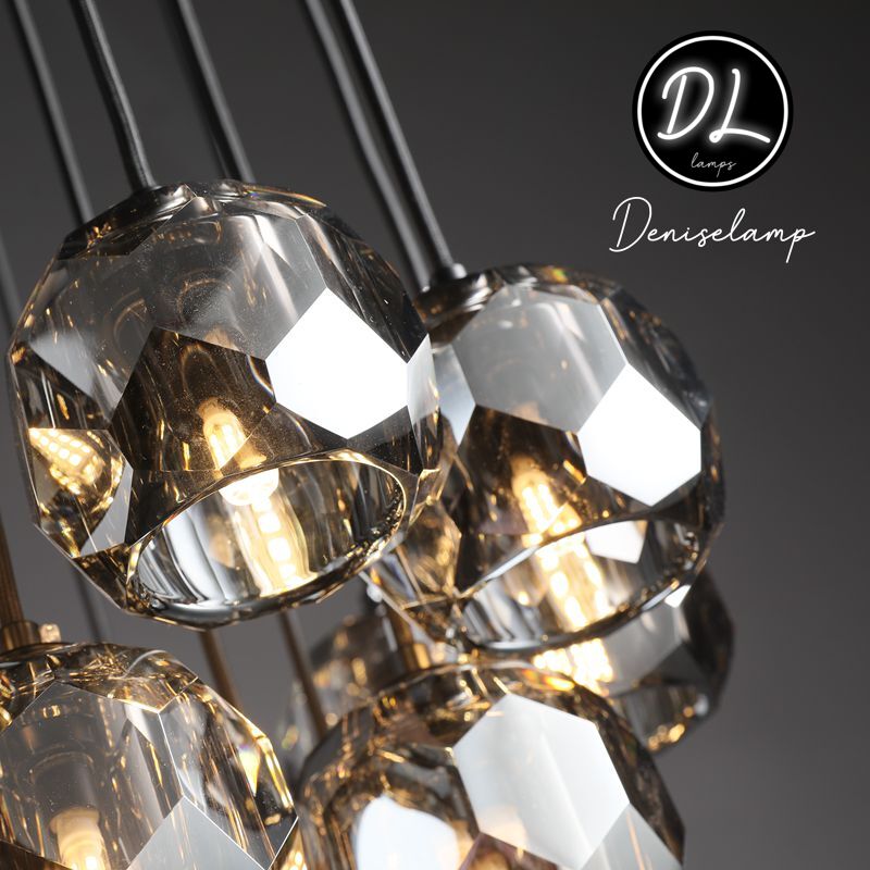 Damn- Modern Design Hexagonal Crystal Ball Cluster Chandelier 19"