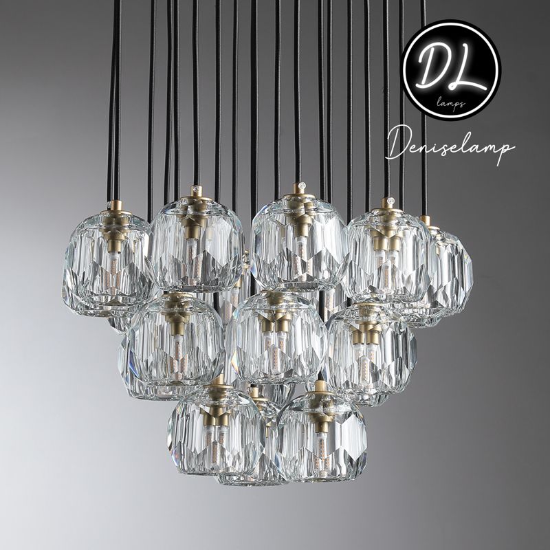 Damn- Modern Design Hexagonal Crystal Ball Cluster Chandelier  24"