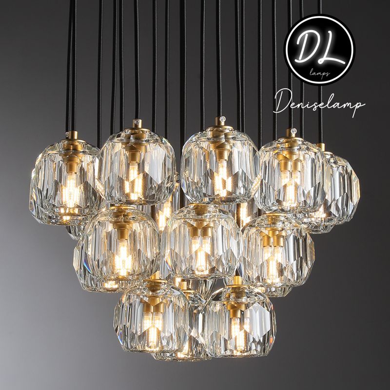 Damn- Modern Design Hexagonal Crystal Ball Cluster Chandelier 14" / 18" / 24"