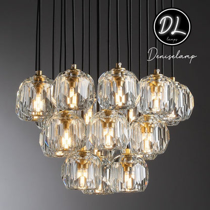 Damn- Modern Design Hexagonal Crystal Ball Cluster Chandelier 19"