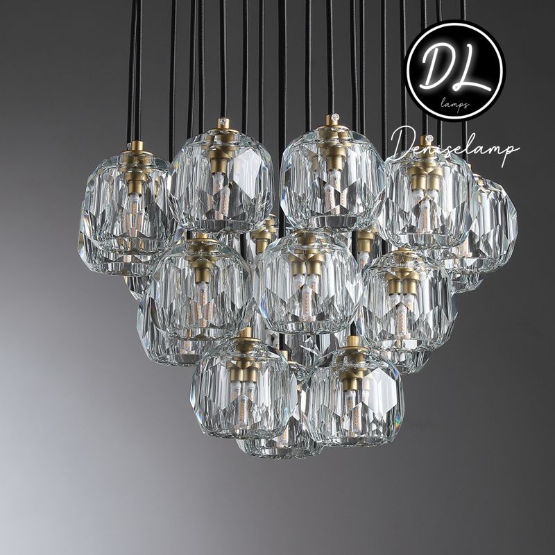 Damn- Modern Design Hexagonal Crystal Ball Cluster Chandelier 19"