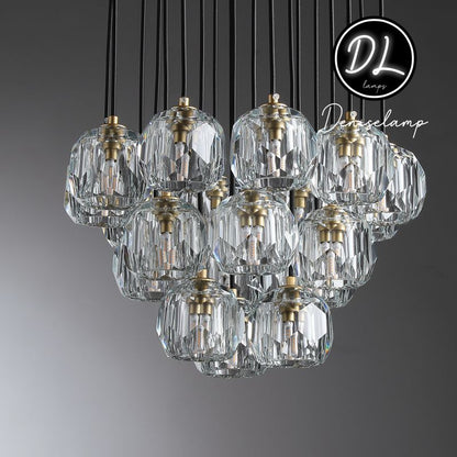 Damn- Modern Design Hexagonal Crystal Ball Cluster Chandelier 19"