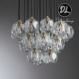 Damn- Modern Design Hexagonal Crystal Ball Cluster Chandelier 19"