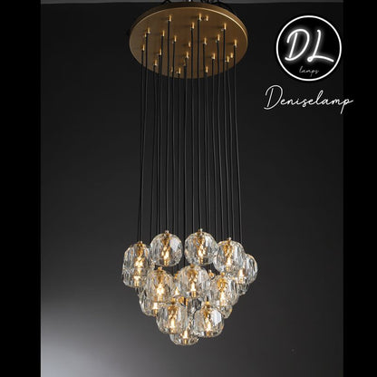 Damn- Modern Design Hexagonal Crystal Ball Cluster Chandelier 19"