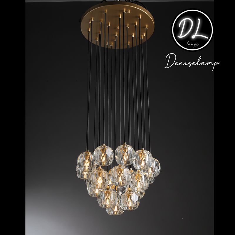 Damn- Modern Design Hexagonal Crystal Ball Cluster Chandelier  24"