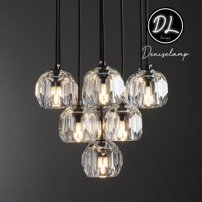 Damn- Modern Design Hexagonal Crystal Ball Cluster Chandelier 14"