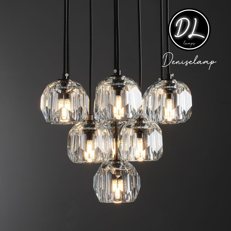 Damn- Modern Design Hexagonal Crystal Ball Cluster Chandelier  24"