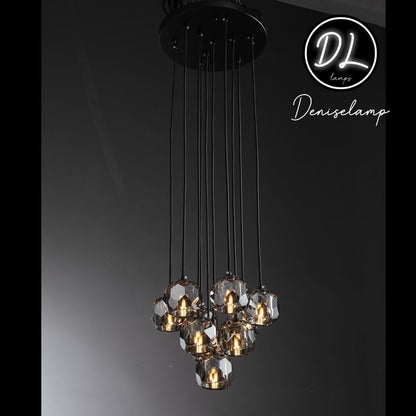 Damn- Modern Design Hexagonal Crystal Ball Cluster Chandelier 19"