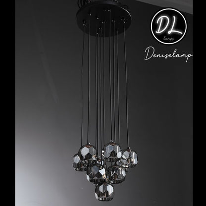 Damn- Modern Design Hexagonal Crystal Ball Cluster Chandelier 19"