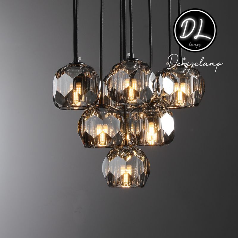 Damn- Modern Design Hexagonal Crystal Ball Cluster Chandelier  24"