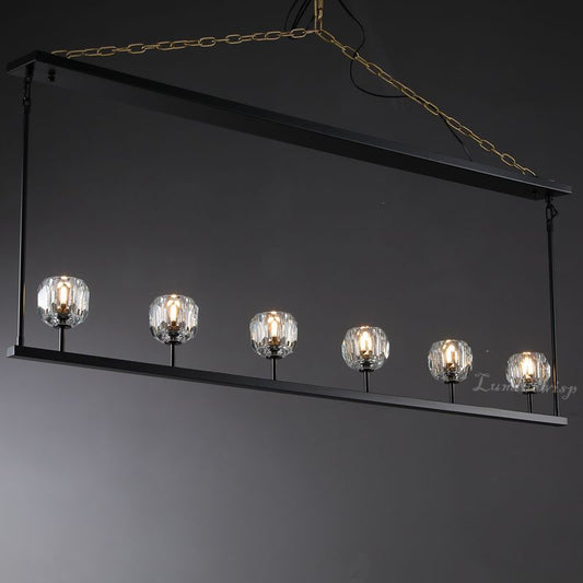Dawn- Modern Design Niche Unique Hexagonal Crystal Ball Linear Chandelier 48"/60" Over Dining Table