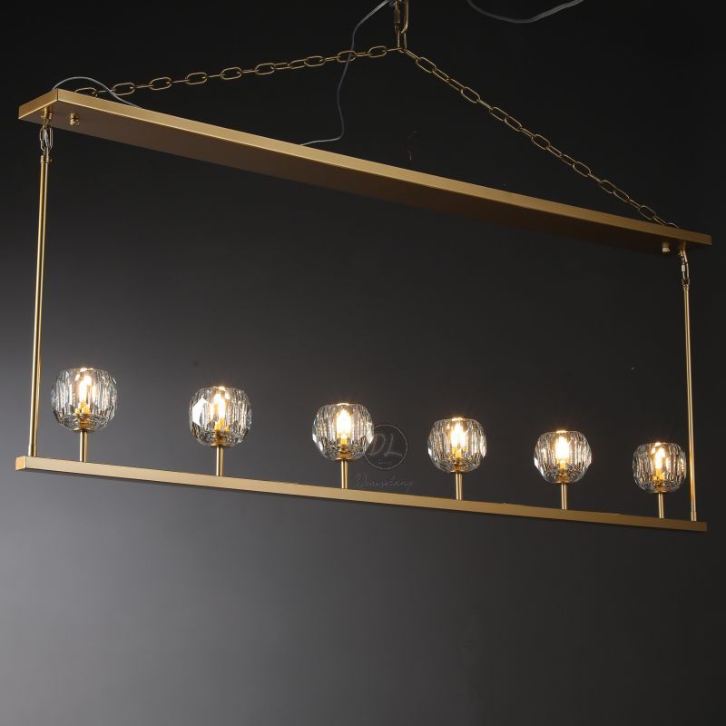 Dawn- Modern Design Niche Unique Hexagonal Crystal Ball Linear Chandelier 48"/60" Over Dining Table