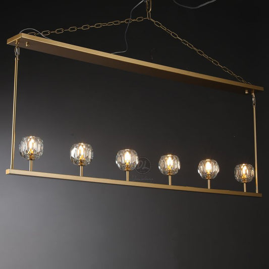 Dawn- Modern Design Niche Unique Hexagonal Crystal Ball Linear Chandelier 48"/60" Over Dining Table