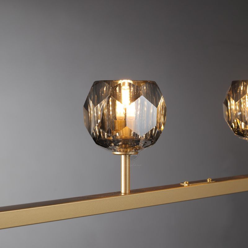 Dawn- Modern Design Niche Unique Hexagonal Crystal Ball Linear Chandelier 48"/60" Over Dining Table