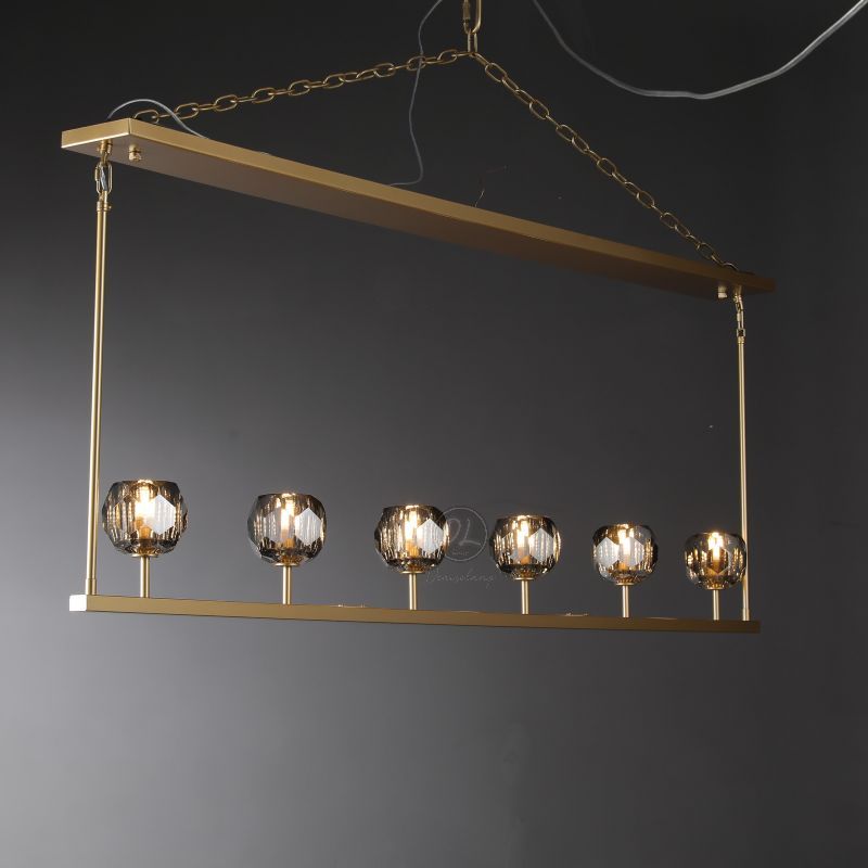 Dawn- Modern Design Niche Unique Hexagonal Crystal Ball Linear Chandelier 48"/60" Over Dining Table
