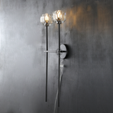 Dawn Clear&Smoke Crystal Ball Wall Sconce 28"H