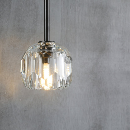 Dawn Clear&Smoke Crystal Ball Wall Sconce 28"H