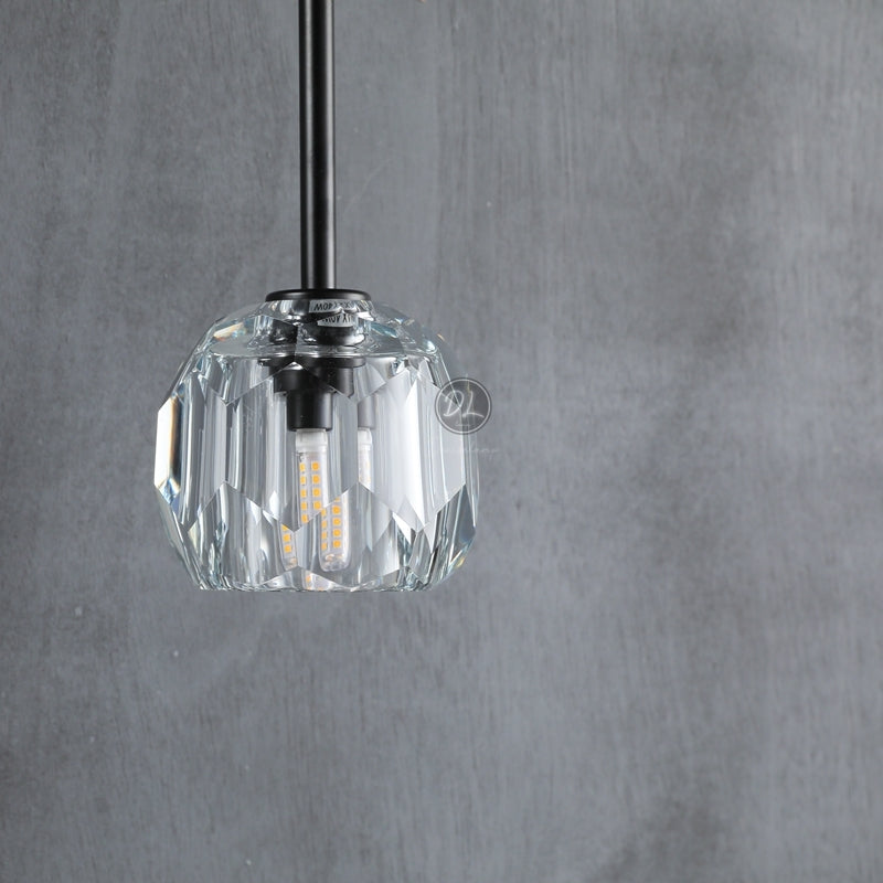 Dawn Clear&Smoke Crystal Ball Wall Sconce 28"H
