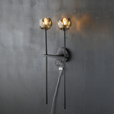 Dawn Clear&Smoke Crystal Ball Wall Sconce 28"H