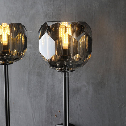 Dawn Clear&Smoke Crystal Ball Wall Sconce 28"H