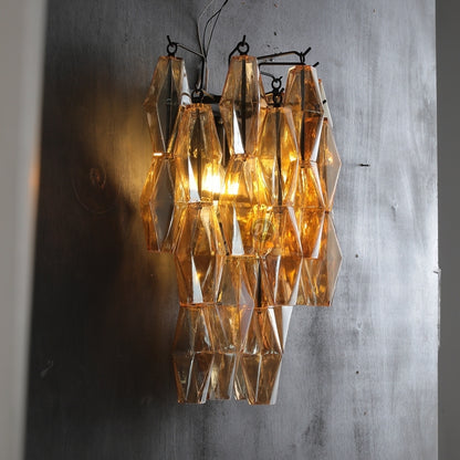 Golden Banana Clear/Smoke Glass Short Wall Sconce