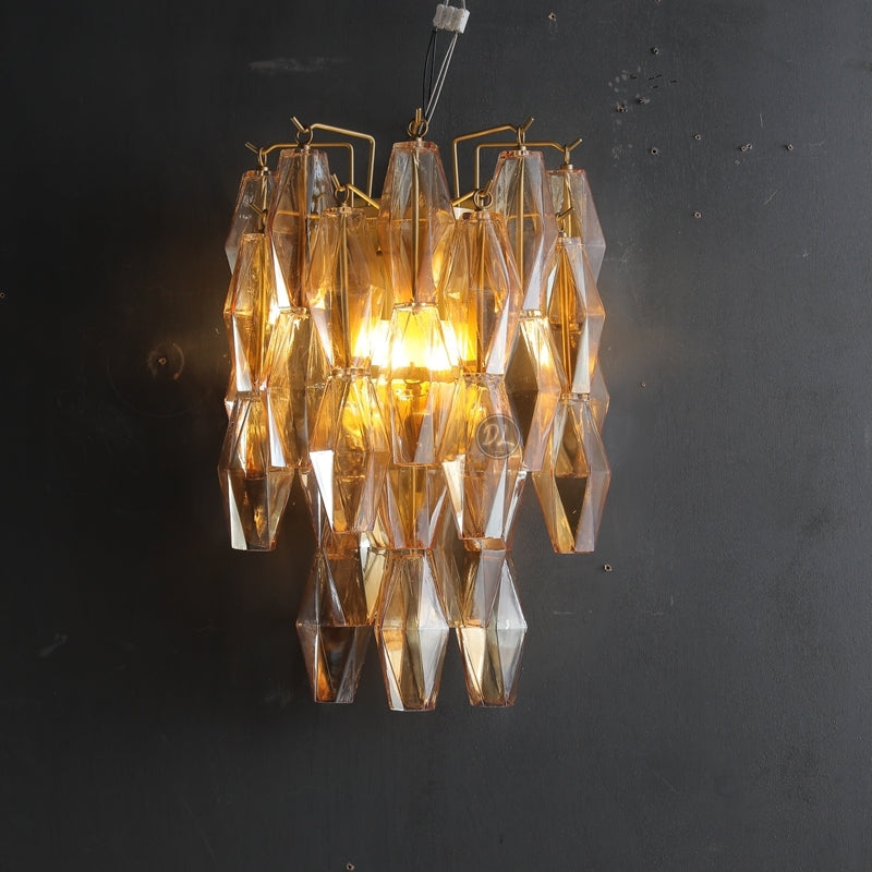 Golden Banana Clear/Smoke Glass Short Wall Sconce