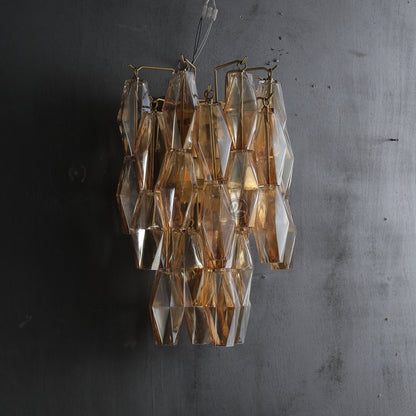 Golden Banana Clear/Smoke Glass Short Wall Sconce