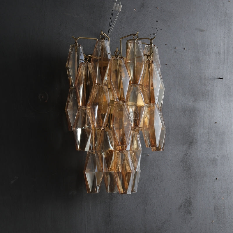 Golden Banana Clear/Smoke Glass Short Wall Sconce