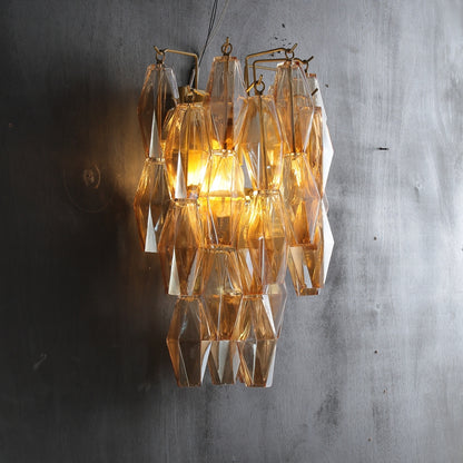 Golden Banana Clear/Smoke Glass Short Wall Sconce