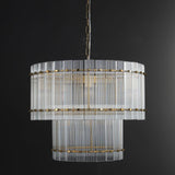 Golden Tea 2-Tier Round Glass Chandelier 60" For Living Room, Bedroom