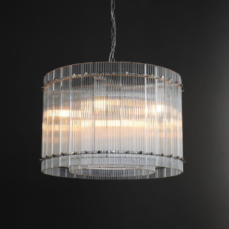 Golden Tea Modern Round Glass Chandelier 37"