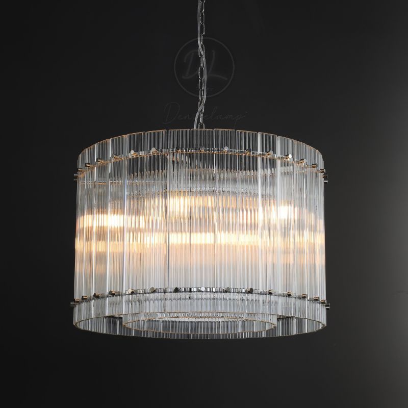 Golden Tea Modern Round Glass Chandelier 37"