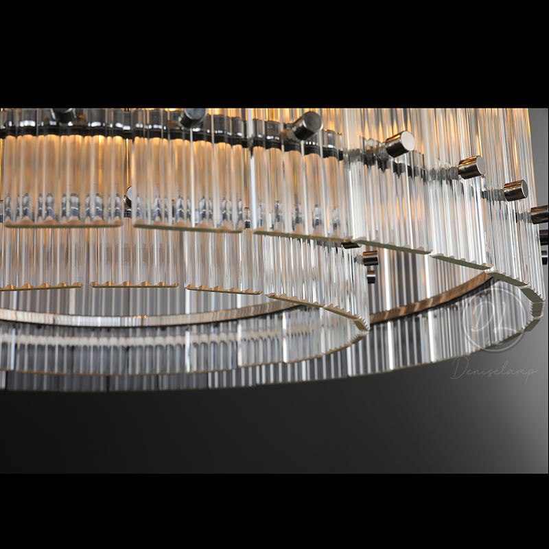 Sammi Modern Round Glass Chandelier 37" For Living Room