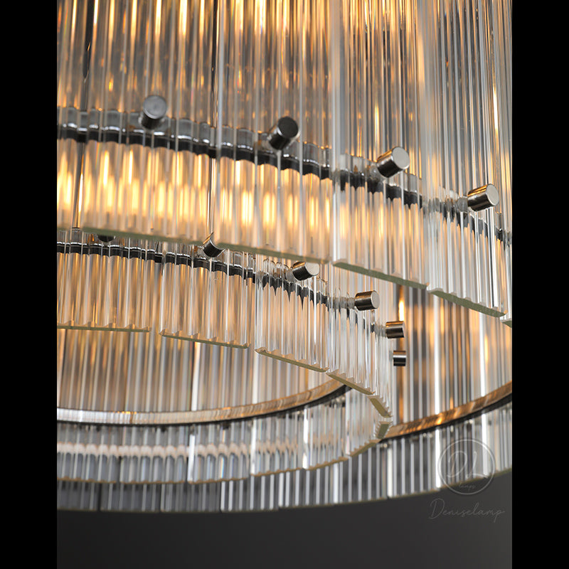Sammi Modern Round Glass Chandelier 37" For Living Room