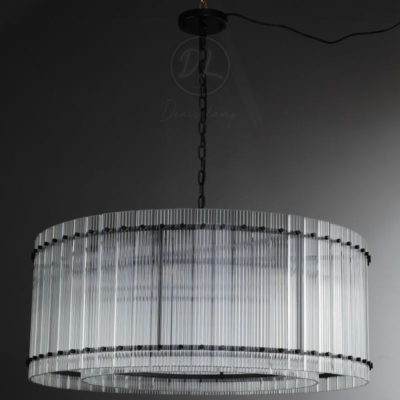 Golden Tea Modern Round Glass Chandelier 37"