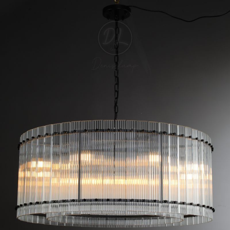 Golden Tea Modern Round Glass Chandelier 37"