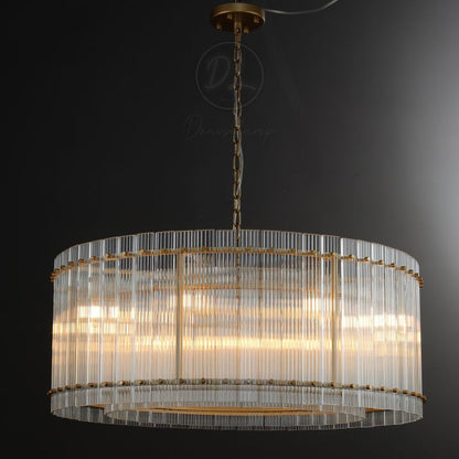 Golden Tea Modern Round Glass Chandelier 37"