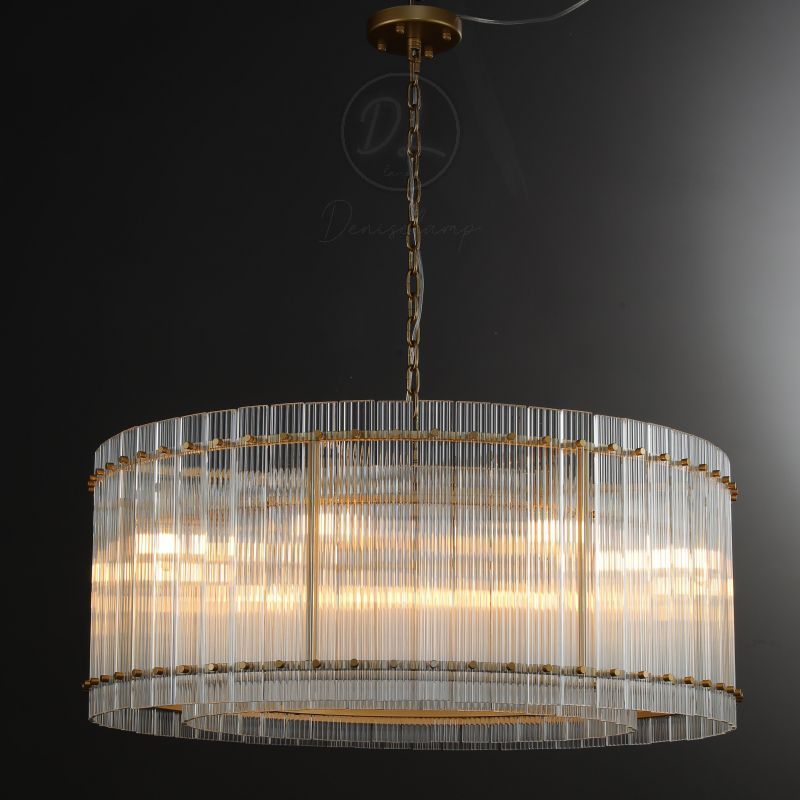 Golden Tea Modern Round Glass Chandelier 37"
