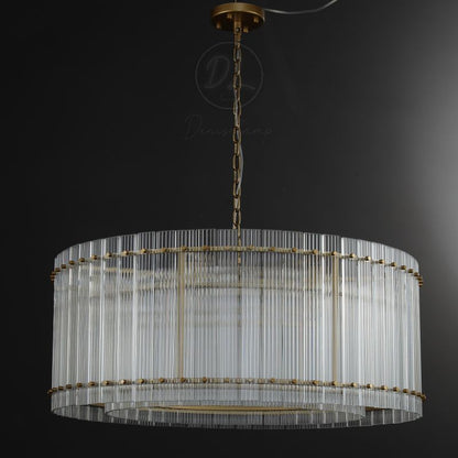 Golden Tea Modern Round Glass Chandelier 37"