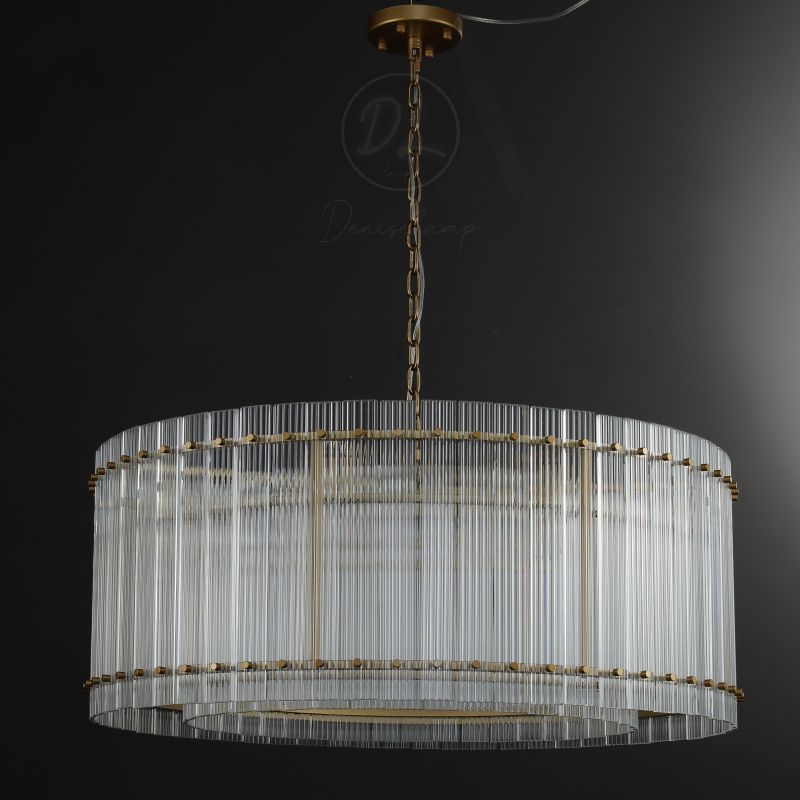 Golden Tea Modern Round Glass Chandelier 37"